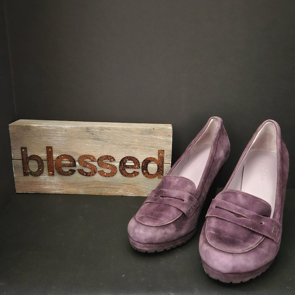 Boden Purple Sueded Wedge Heel Loafer